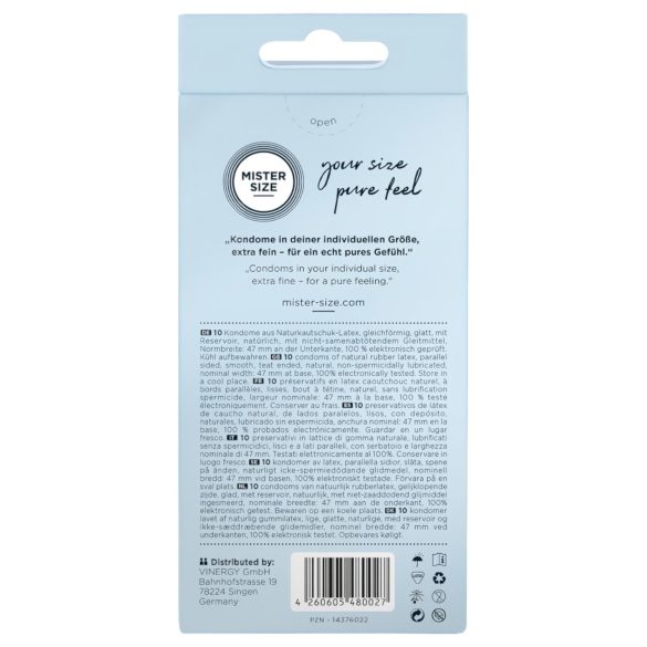 Mister Size - ohut kondomi - 47 mm - 10 kpl