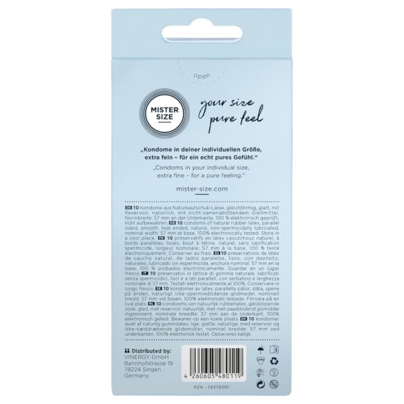 Mister Size - ohut kondomi - 57mm - 10 kpl