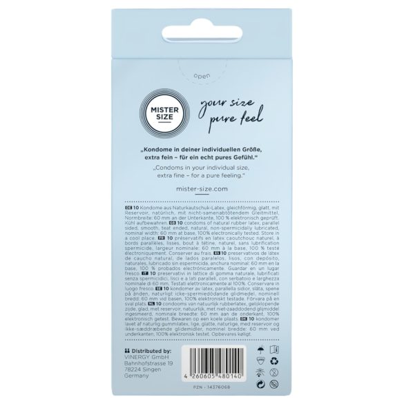 Mister Size - ohut kondomi - 60 mm - 10 kpl