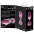 Icicles No. 48 - kukkakoristeinen lasinen anustappi (vaaleanpunainen)