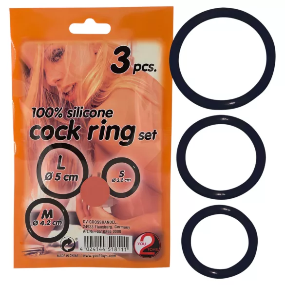 You2Toys - silikoninen penisrengas setti - musta