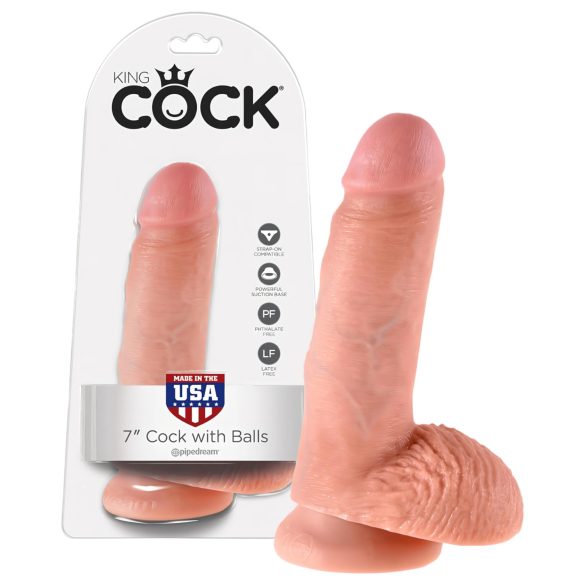 King Cock 7" Kiveksillä Varustettu Dildo (18 cm) - Luonnollinen