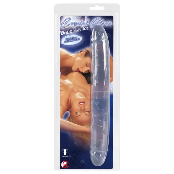 Kristalli - kaksipäinen dildo - 34 cm - kirkas