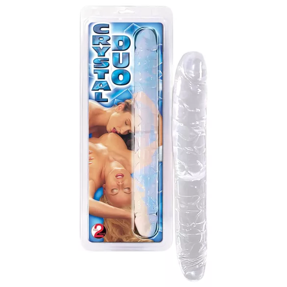 Kristalli - kaksipäinen dildo - 34 cm - kirkas