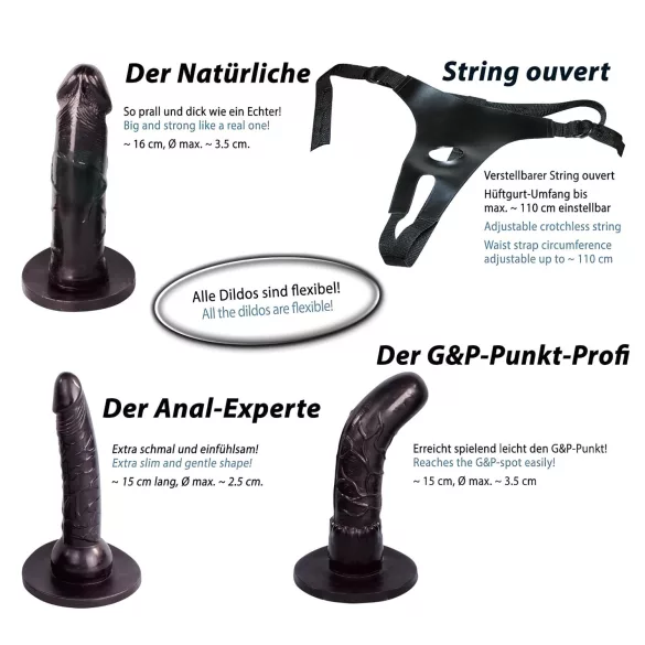 You2Toys - Strap-on dildosetti - musta
