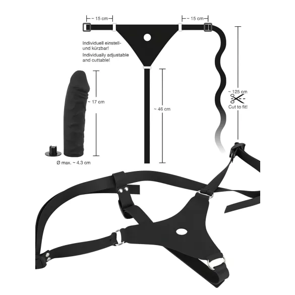 You2Toys - Strap-on dildo - silikoni - musta