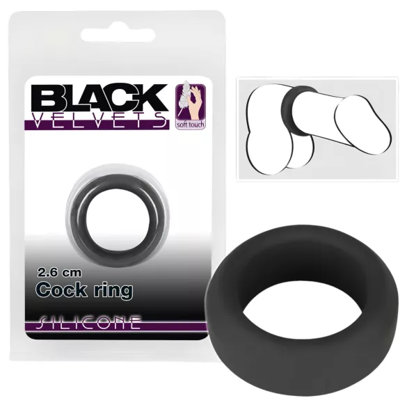Black Velvets - paksu penisrengas 2,6 cm - musta