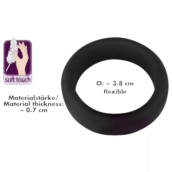 Black Velvets - paksu penisrengas 3,8 cm - musta