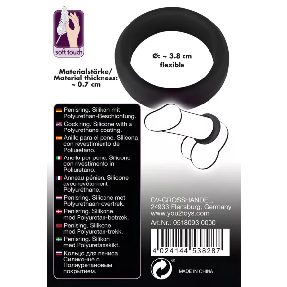 Black Velvets - paksu penisrengas 3,8 cm - musta