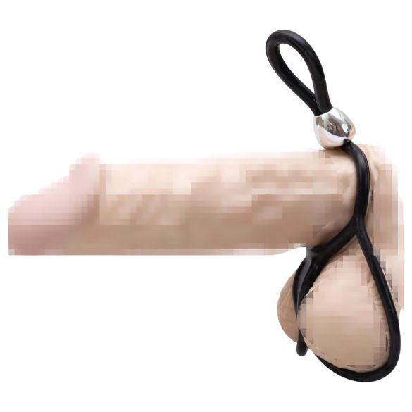 You2Toys - säädettävä penis- ja kivestenrengas - musta
