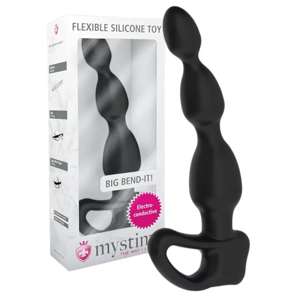 mystim Big Bend-it! - elektro anaalidildo pallopäällä - musta