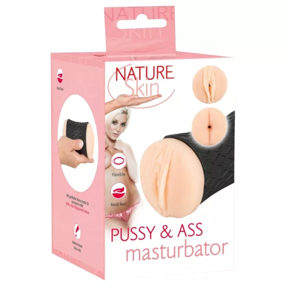 Nature Skin - vagina ja anaalimasturbaattori - nude/musta