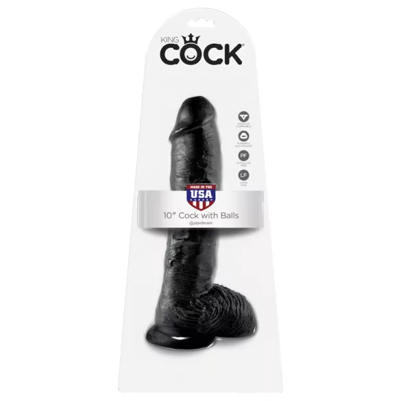 King Cock - dildo kiveksillä - 25 cm musta