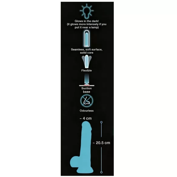 You2Toys - kiiltävä dildo imukupilla - sininen