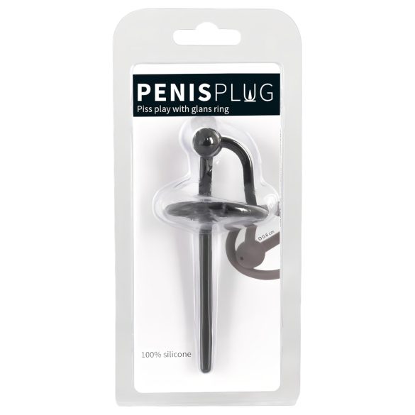 Penisplugi - silikoni makkurengas ontolla uretikikärjellä (musta)