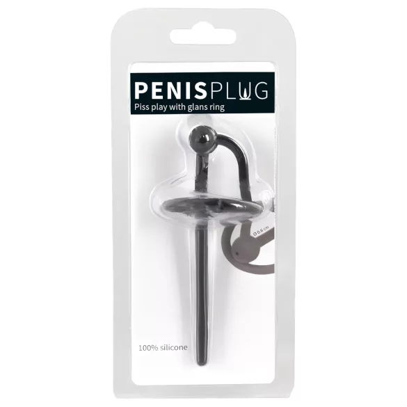 Penisplug - silikoninen terssirenkaalla ontto dilataattori - musta
