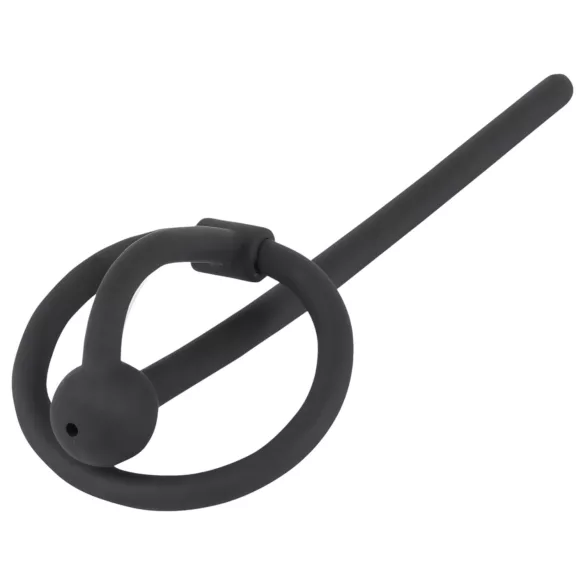 Penisplug - silikoninen terssirenkaalla ontto dilataattori - musta