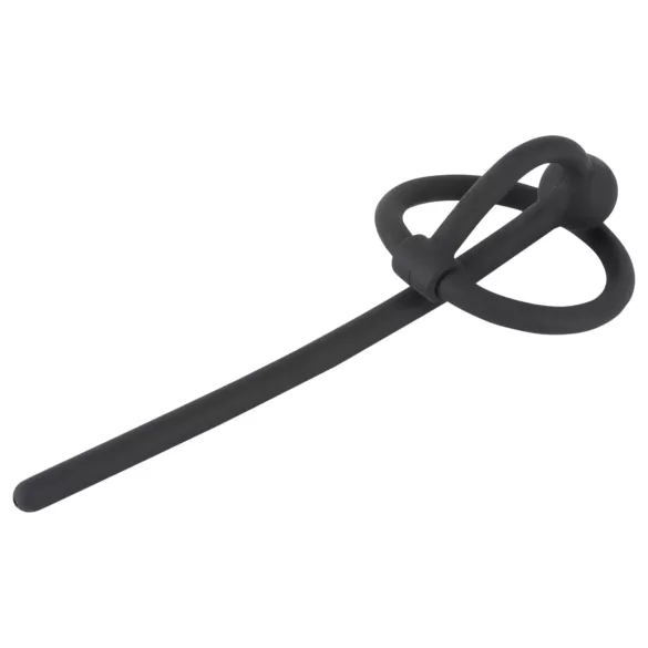 Penisplug - silikoninen terssirenkaalla ontto dilataattori - musta
