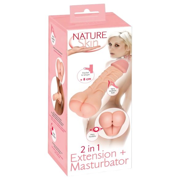 Luonnollinen iho - 2in1 tekopopo ja penisholkki (nude)