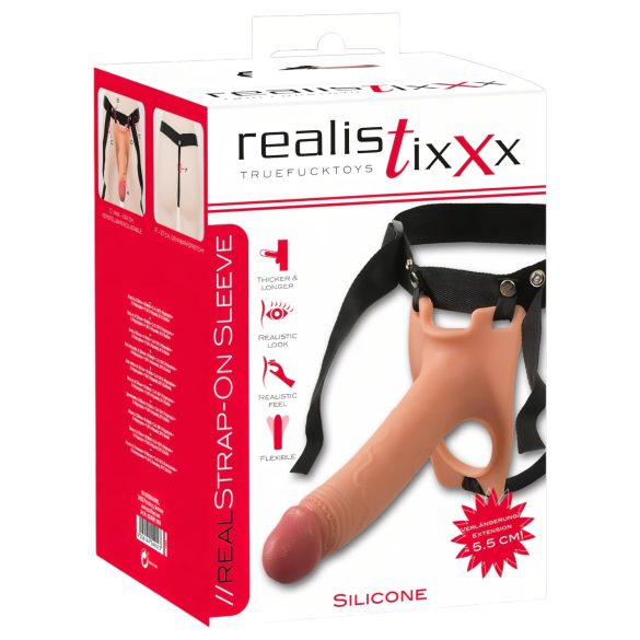 Realistixxx Strap-on - kiinnitettävä, ontto dildo (luonnollinen)
