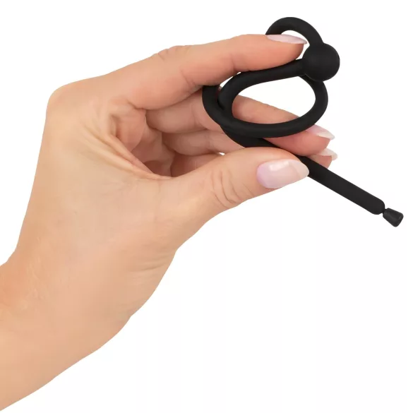 Penisplug - silikoninen virtsaputkidilaattori terssirenkaalla 0,6mm - musta