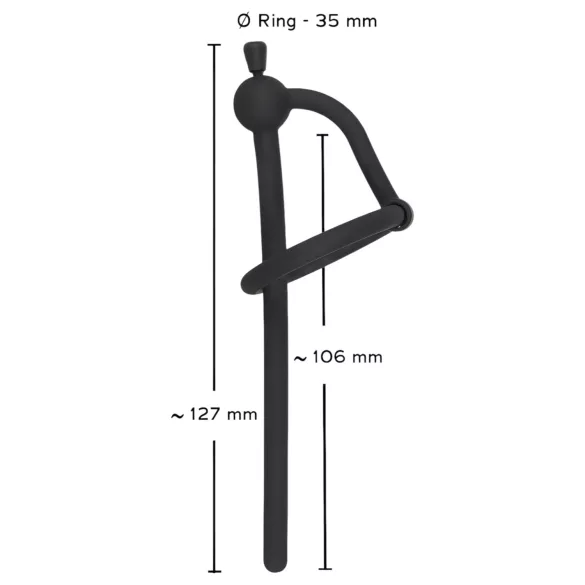 Penisplug - silikoninen virtsaputkidilaattori terssirenkaalla 0,6mm - musta