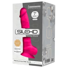 Silexd 7 - dildo testikkeleillä imukupilla - 17,5 cm pinkki