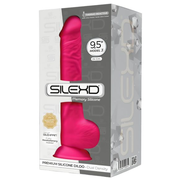 Silexd 9,5 - imukuppi, kiveksellinen dildo - 24 cm (pinkki)
