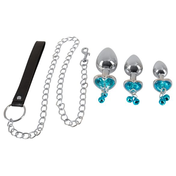 You2Toys - Anustappi Setti - anustapit + talutushihna (hopea)