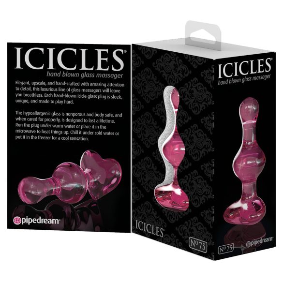 Icicles No. 75 - anustappi sydänkoriste - lasia, pinkki