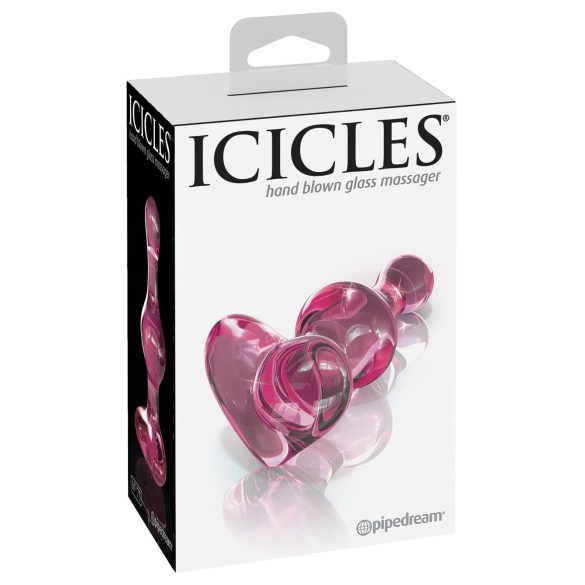 Icicles No. 75 - anustappi sydänkoriste - lasia, pinkki