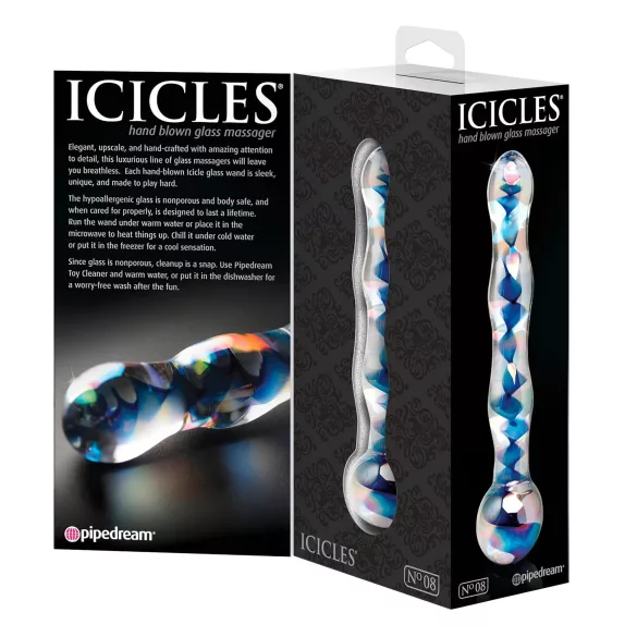 Icicles No. 08 - lasidildo kahdella päällä - aallotettu - kirkas/sininen