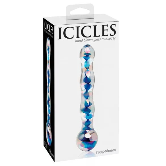 Icicles No. 08 - lasidildo kahdella päällä - aallotettu - kirkas/sininen