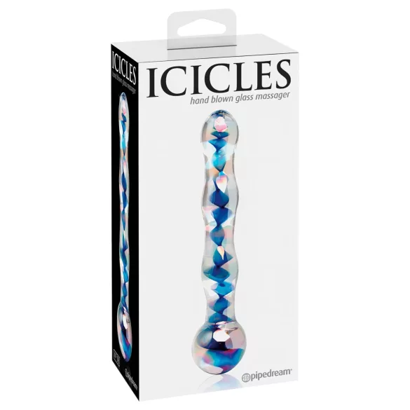 Icicles No. 08 - lasidildo kahdella päällä - aallotettu - kirkas/sininen