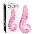 Icicles No. 24 - ribbetty kielikuvioinen lasidildo (vaaleanpunainen)
