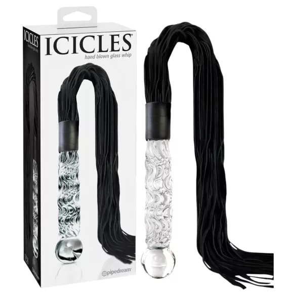 Icicles No. 38 - piiska ja lasidildo - läpinäkyvä/musta