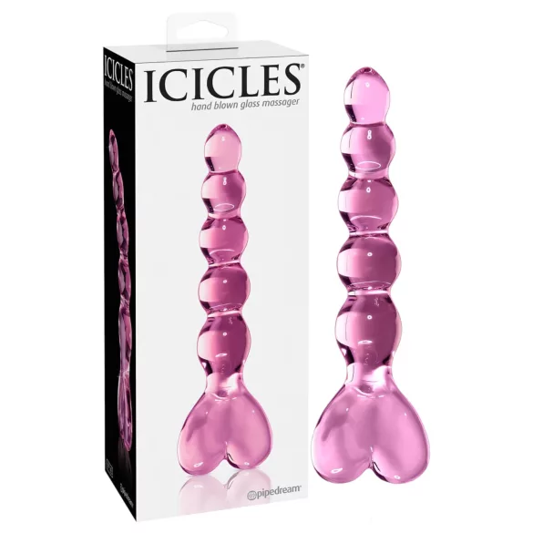 Icicles No. 43 - lasidildo helmillä ja sydämellä - pinkki