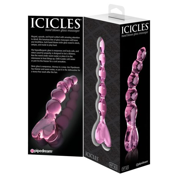 Icicles No. 43 - lasidildo helmillä ja sydämellä - pinkki