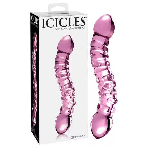 Icicles No. 55 - kaksipäinen G-piste lasidildo - pinkki