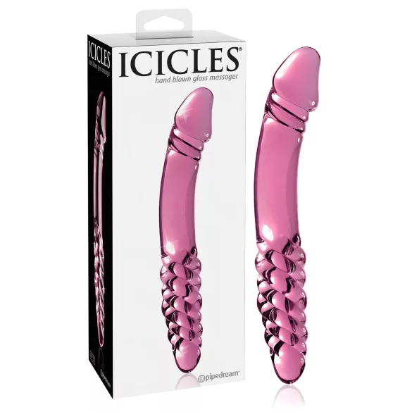 Icicles No. 57 - kaksipäinen lasidildo penis - pinkki