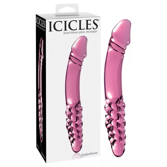 Icicles No. 57 - kaksipäinen lasidildo penis - pinkki