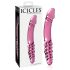 Icicles No. 57 - kaksipäinen lasidildo, penisdesigni (pinkki)