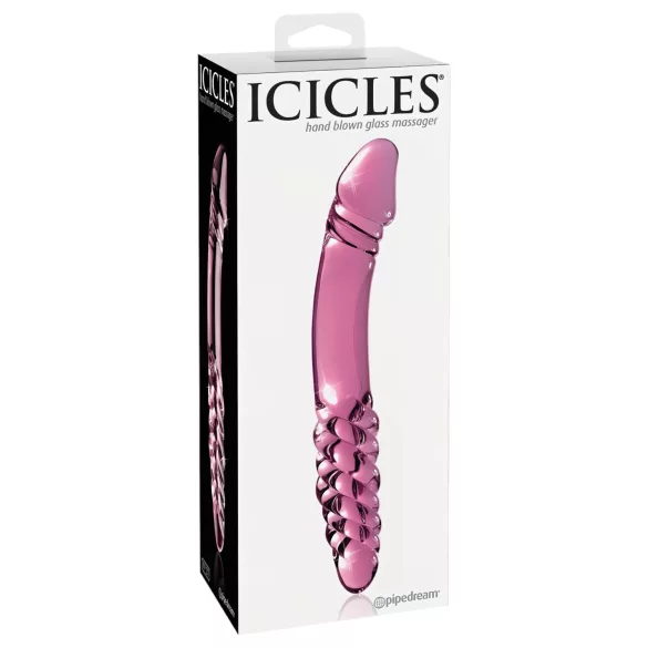 Icicles No. 57 - kaksipäinen lasidildo penis - pinkki