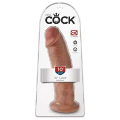   King Cock 10 - suuri dildon imukupilla (25 cm) - tumma luonnollinen sävy