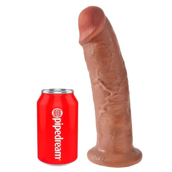 King Cock 10 - suuri dildon imukupilla (25 cm) - tumma luonnollinen sävy