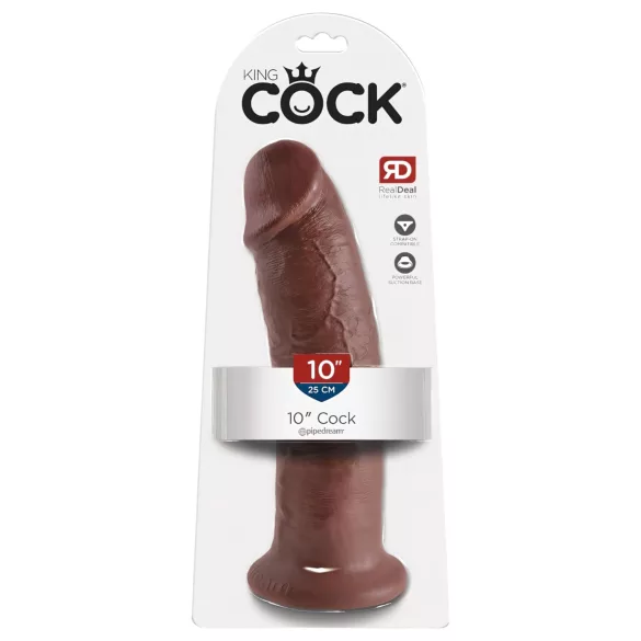 King Cock 10 - suuri dildotutti imukupilla (25 cm, ruskea)