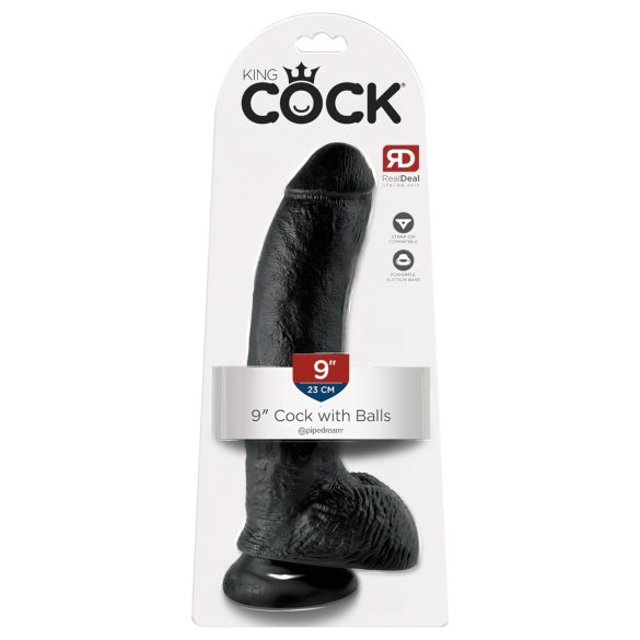 King Cock 9 - musta jättidildo imukupilla (23 cm)