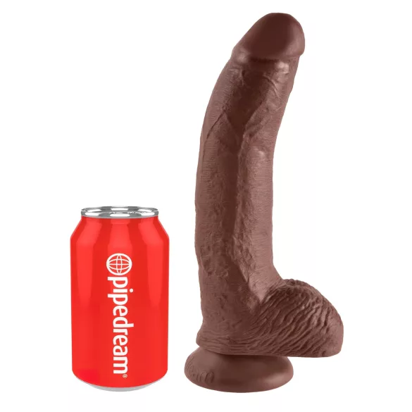 King Cock - dildo tapilla ja kiveksillä - 23cm - ruskea