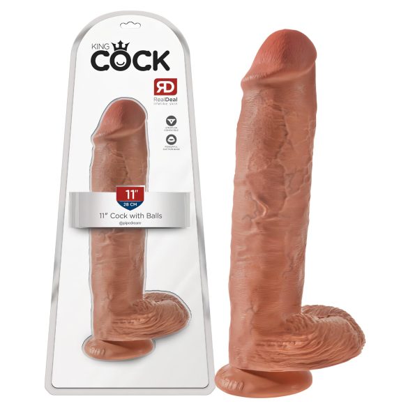 King Cock 11 - imukuppidildo kiveyksillä (28 cm) - tumma luonnonsävy