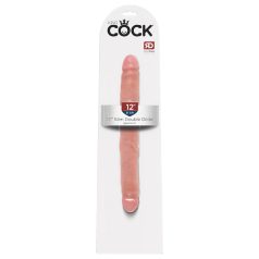   King Cock 12 Slim - luonnollinen tupladildo (31cm) - luonnonväri
